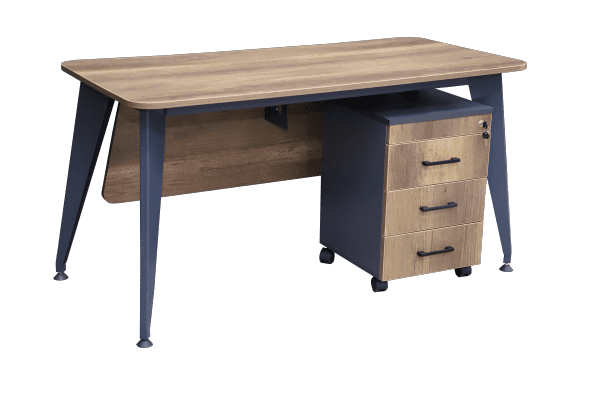 Письменный стол - Grow (Закруглённые края) + мобильная тумба с 3 ящиками и центральным замком