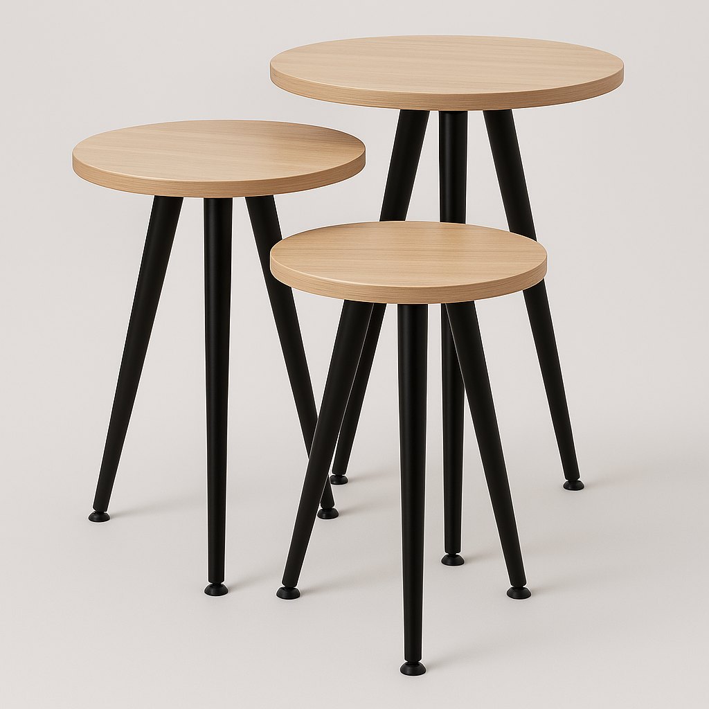 Набор из 3-х столиков – Металлические ножки и ламинированная поверхность